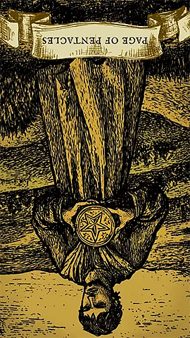 reversed card "Page of Pentacles"