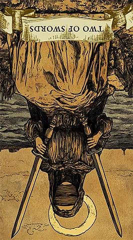 reversed card "Two of Swords"