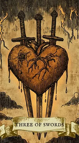 the card "Three of Swords" fell out for you