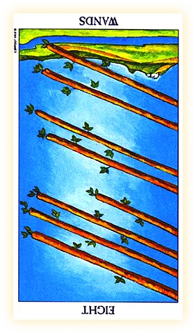 Eight of Wands reversed in love